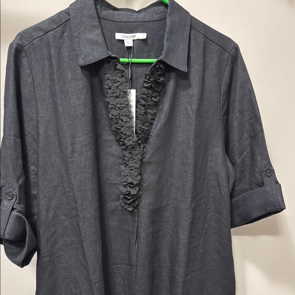 Chico's Black Dress with Ruffle Detail